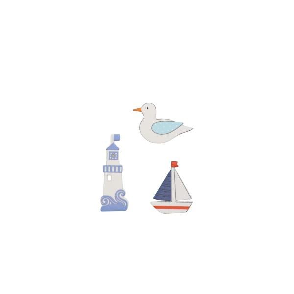 Streuteile Maritim mix, Holz 9St. 4,5x2,5cm + 5,5x2cm - Kidis Art