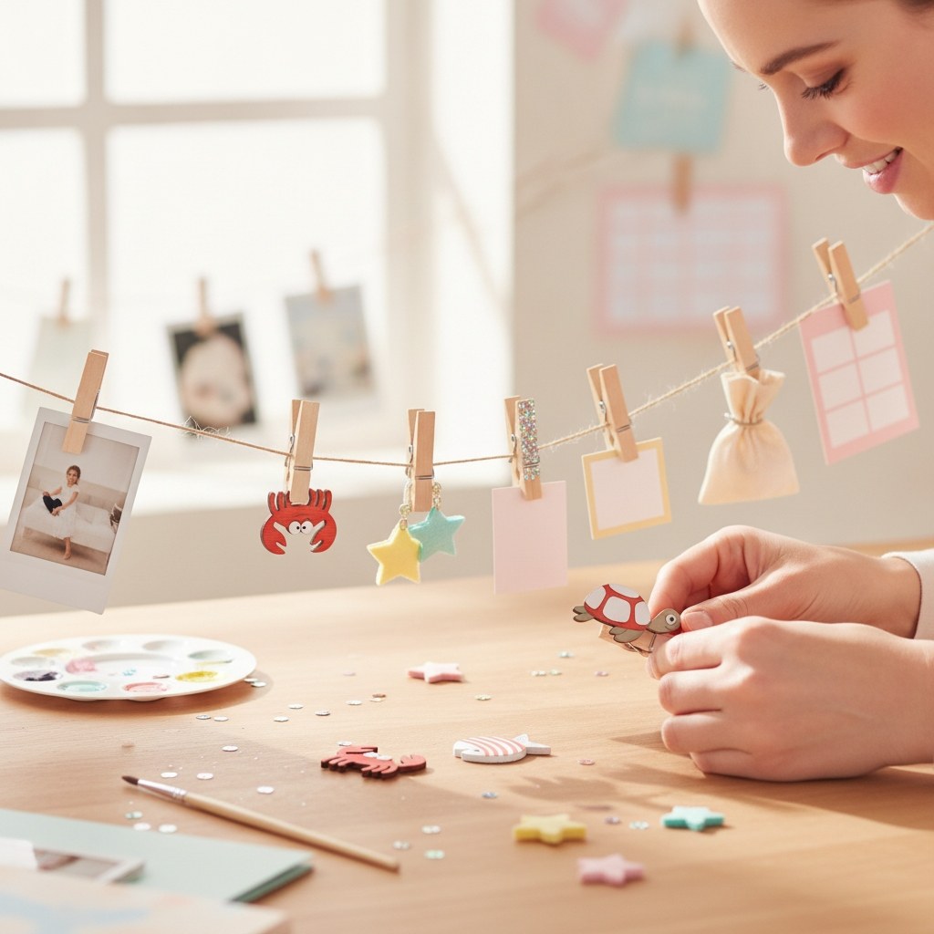 Streuteile Meerrestiere mix Holz, 9St. 5x2,5 + 3,5x3cm - Kidis Art