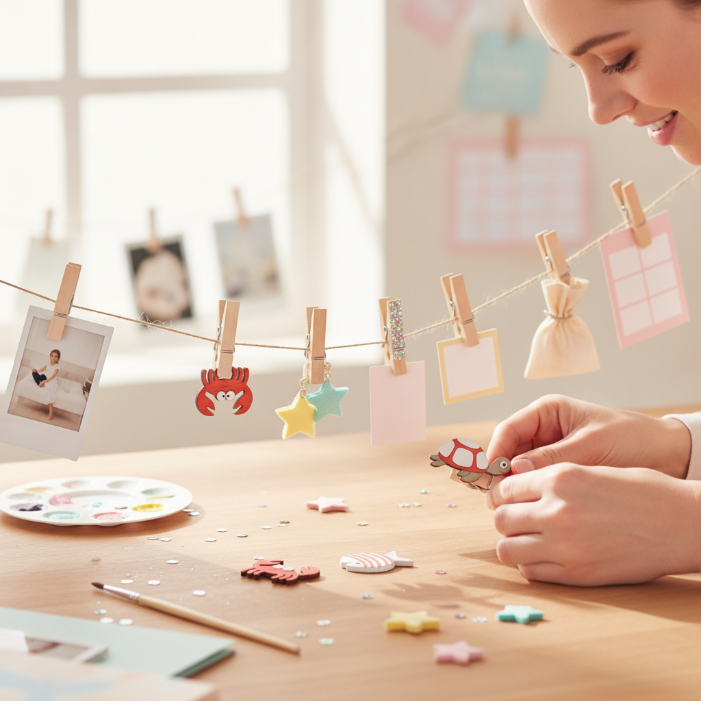 Streuteile Meerrestiere mix Holz, 9St. 5x2,5 + 3,5x3cm - Kidis Art