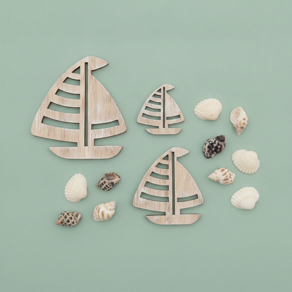Streuteile mix, Segelschiff Holz, 4-8cm - Kidis Art