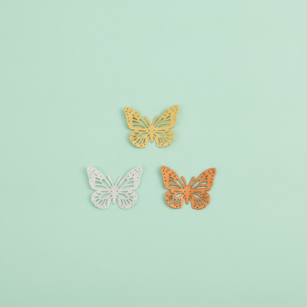 Streuteile Schmetterling, 3cm 12St. Holz gelb-orange mix FSC - Kidis Art