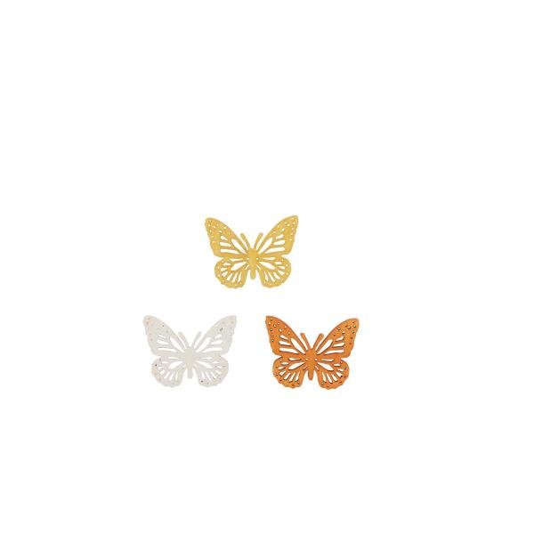 Streuteile Schmetterling, 3cm 12St. Holz gelb - orange mix FSC - Kidis Art