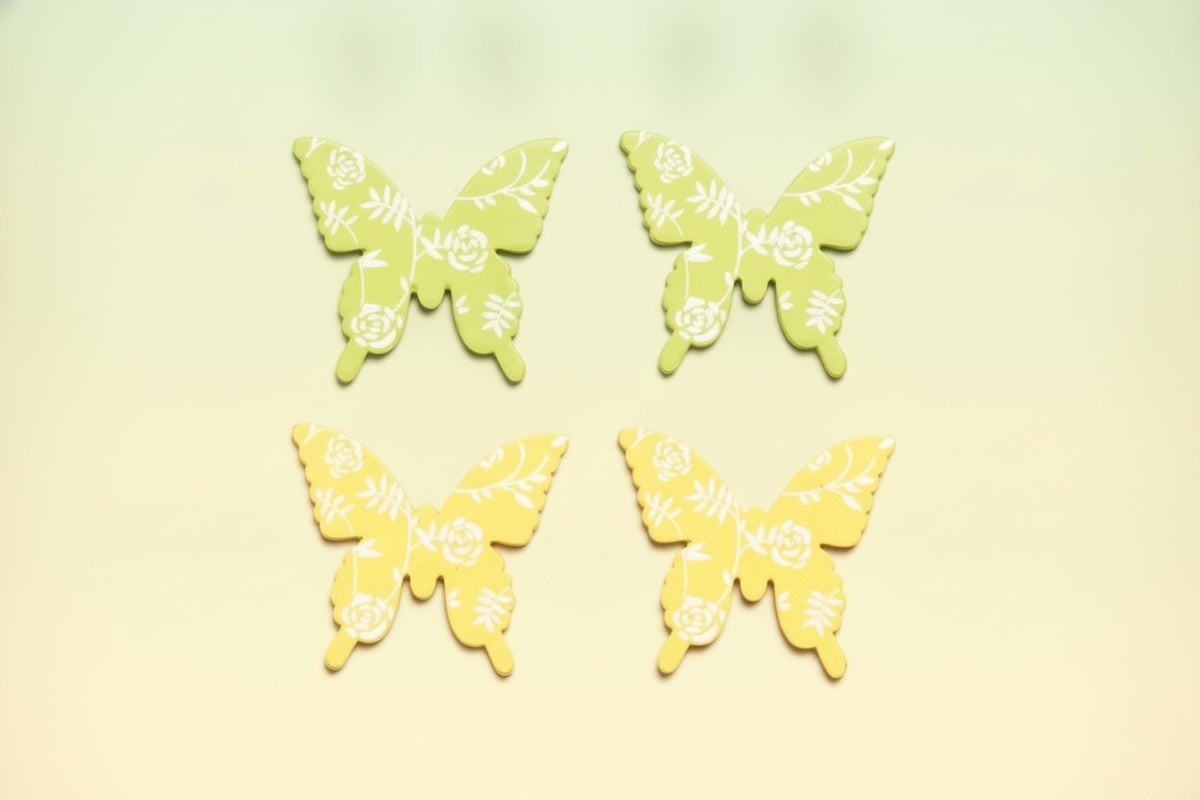 Streuteile Schmetterling 9 St 30mm,gelb/h'grün, 3x2,8 cm - Kidis Art