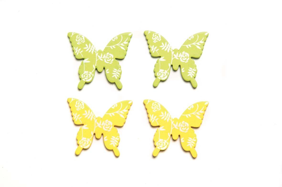Streuteile Schmetterling 9 St 30mm,gelb/h'grün, 3x2,8 cm - Kidis Art
