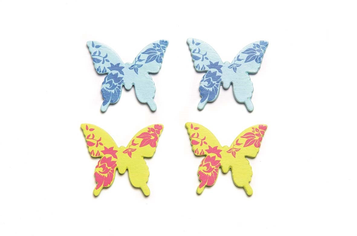 Streuteile Schmetterling, 9 St 3x2,8cm,h'blau/gelb - Kidis Art