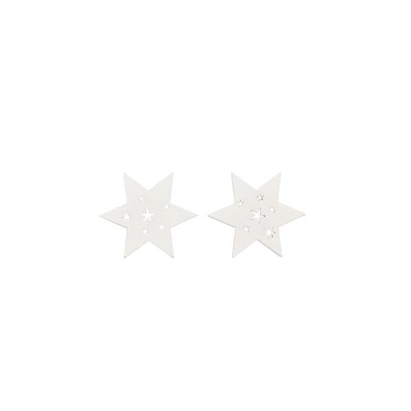 Streuteile Stern, weiss, Holz 4x3,3x0,2cm, 8St. - Kidis Art