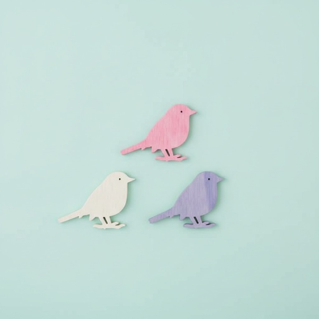 Streuteile Vogel, 4,5cm, 9St. Holz, lila-mix, FSC - Kidis Art