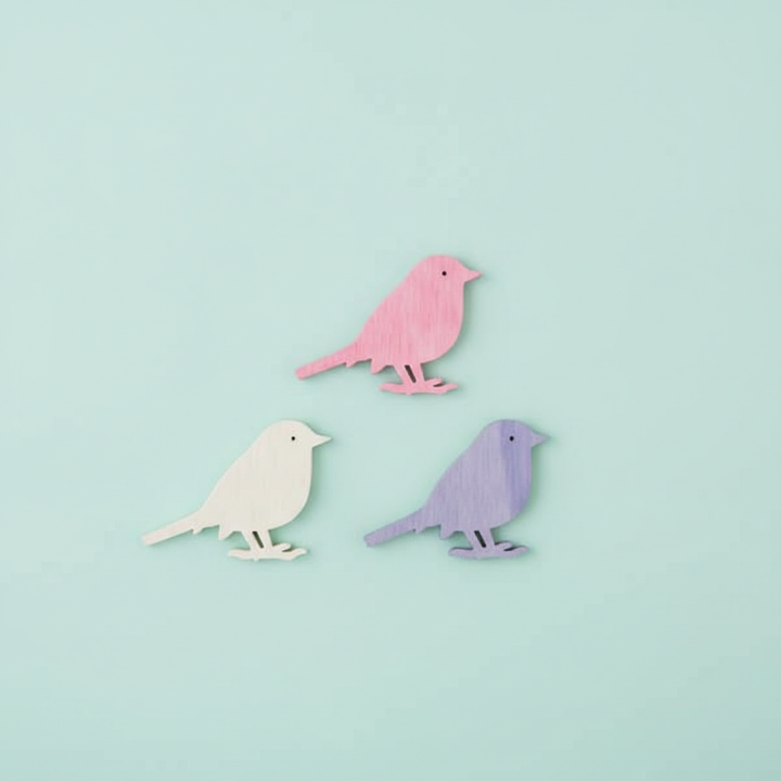 Streuteile Vogel, 4,5cm, 9St. Holz, lila-mix, FSC - Kidis Art