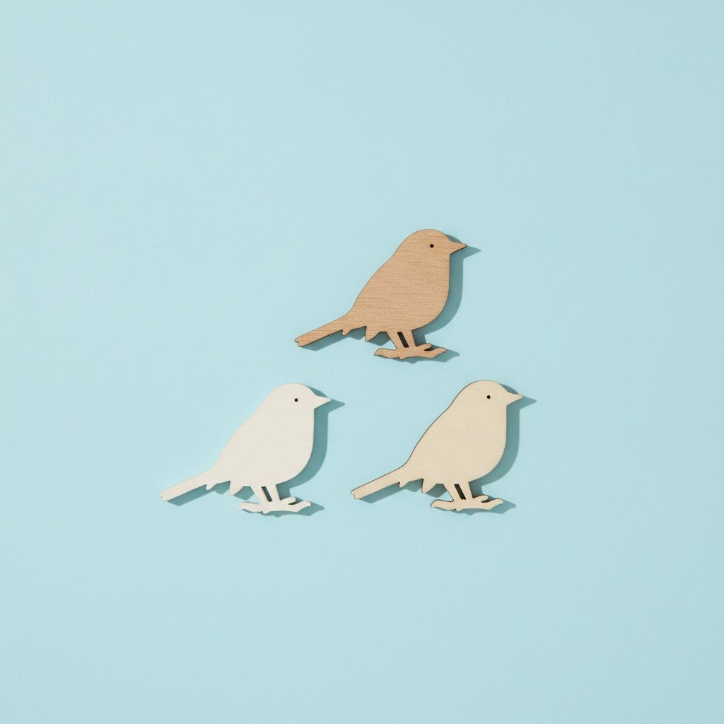 Streuteile Vogel, 4,5x3cm, 9St Holz natur-braun mix FSC - Kidis Art