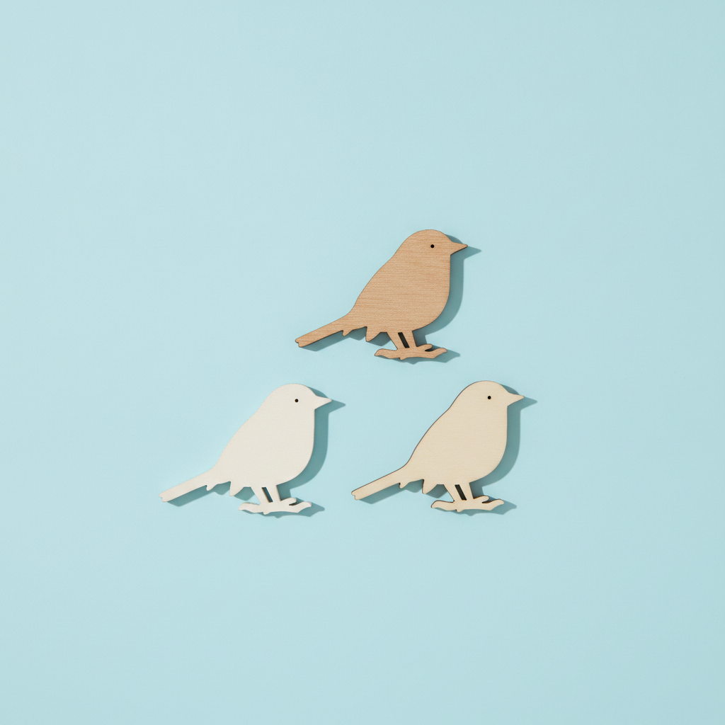 Streuteile Vogel, 4,5x3cm, 9St Holz natur-braun mix FSC - Kidis Art
