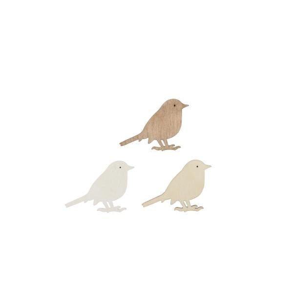 Streuteile Vogel, 4,5x3cm, 9St Holz natur - braun mix FSC - Kidis Art