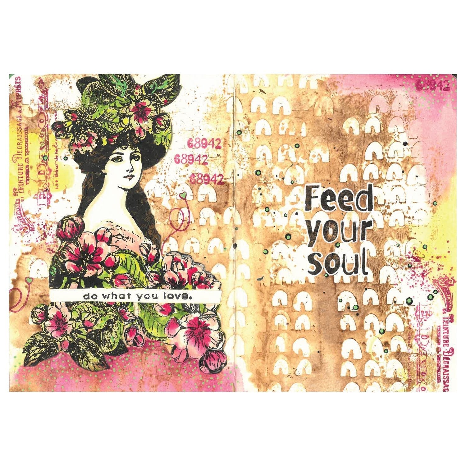 Studio Stempelset, 11 Stück / 3 Schablonen - Feed your Soul von Cat Kerr - Kidis Art
