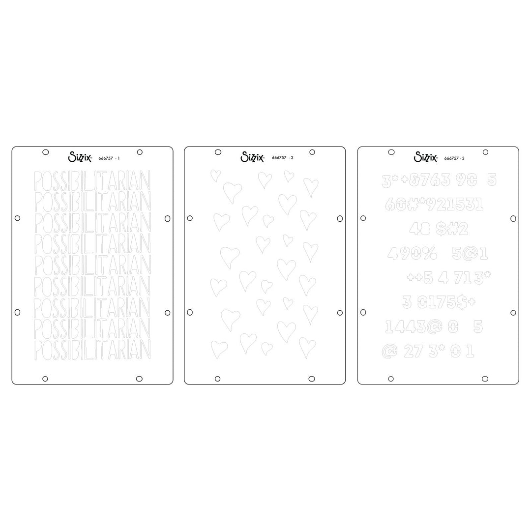 Studio Stempelset 13er-Pack / 3er-Pack Schablonen - "Possibilitarian" von Cat Kerr - Kidis Art