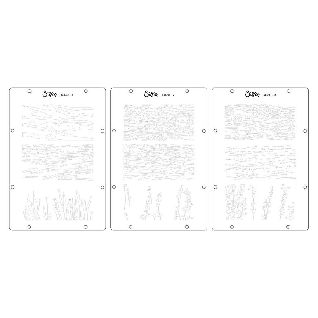 Studio Stempelset 17er-Pack / 3er-Set Schablonen - „Natur“ von Vic Hollins - Kidis Art