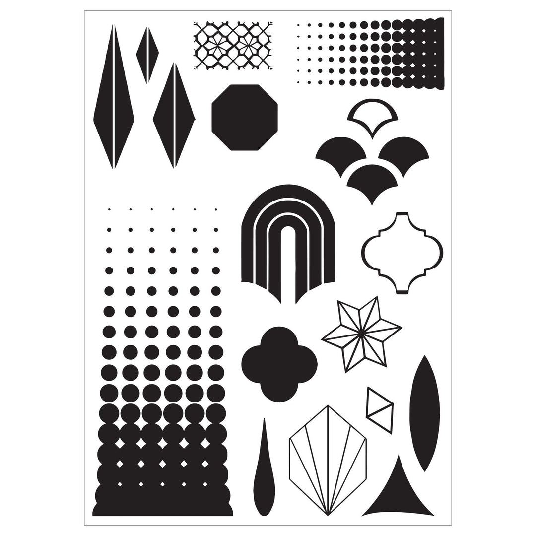Studio Stempelset 18er- Pack / 3er-Set Schablonen - „Geometric“ von Vic Hollins - Kidis Art