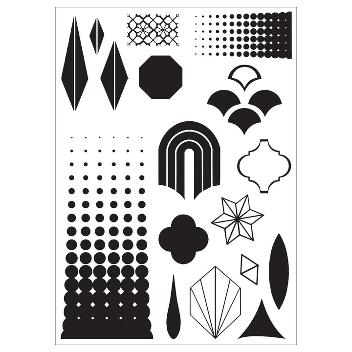 Studio Stempelset 18er- Pack / 3er-Set Schablonen - „Geometric“ von Vic Hollins - Kidis Art