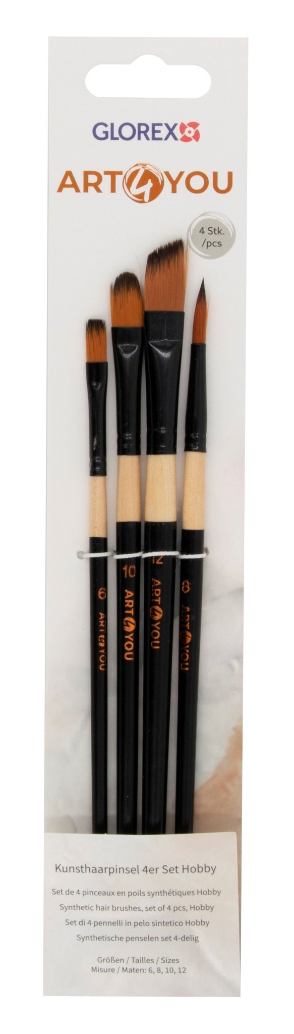 Synthetic Hobbypinsel 4er Set Pinsel mix, Gr. 6,8,10,12 - Kidis Art