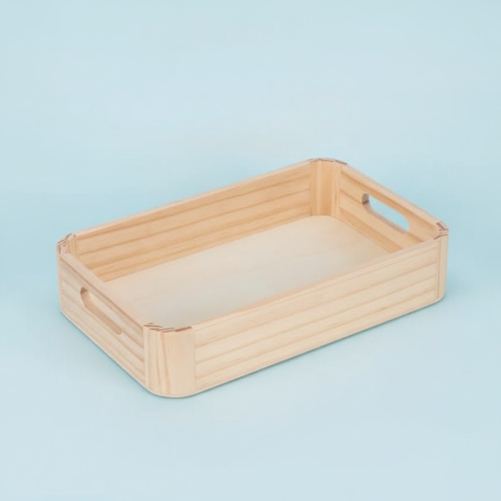 Tablett mit Griff 29x19x6cm Holz, abgerundete Ecken - Kidis Art