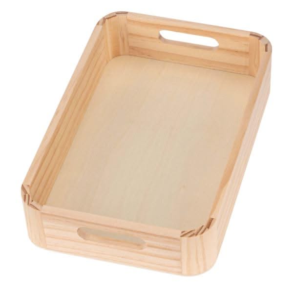 Tablett mit Griff 29x19x6cm Holz, abgerundete Ecken - Kidis Art