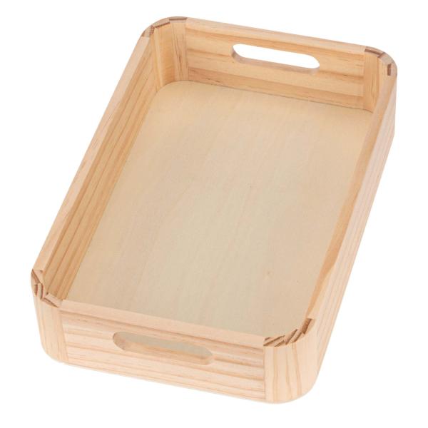 Tablett mit Griff 29x19x6cm Holz, abgerundete Ecken - Kidis Art