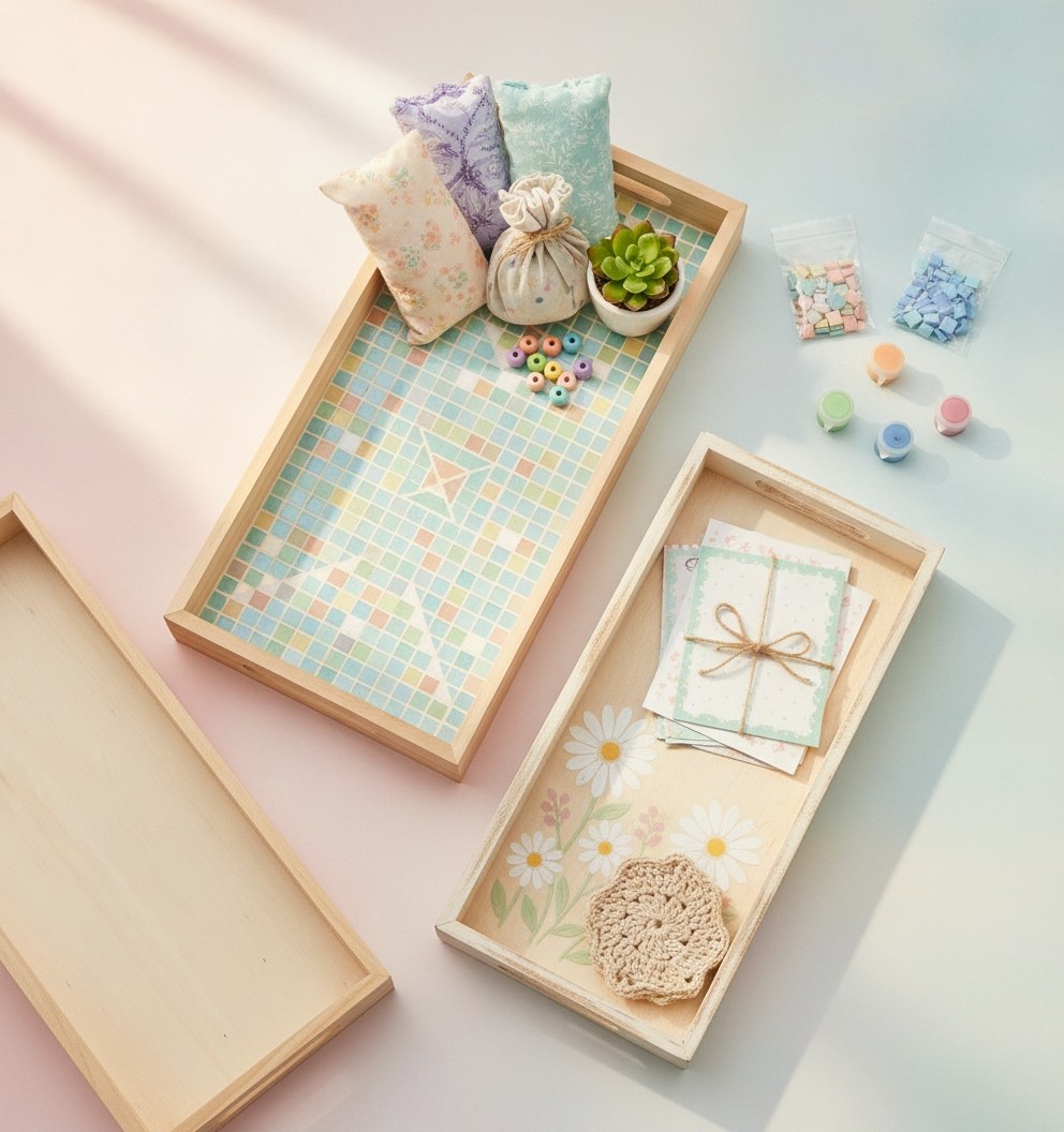 Tablett-Set lang Holz 2tlg - Kidis Art