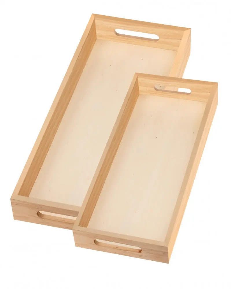 Tablett-Set lang Holz 2tlg 48x20/35x15cm - Kidis Art