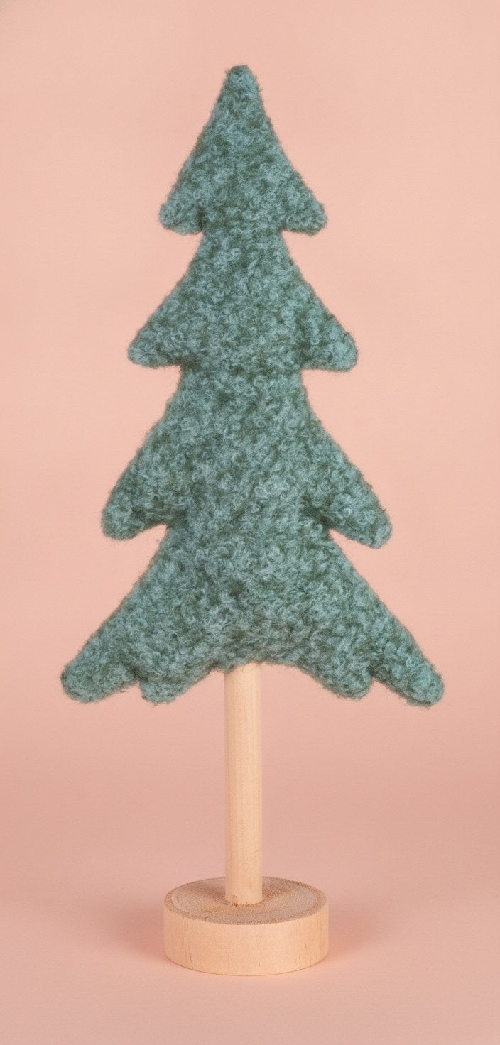 Petrolgrüner Filz-Tannenbaum Detail, feine Faserstruktur des kuscheligen Stoffmaterials