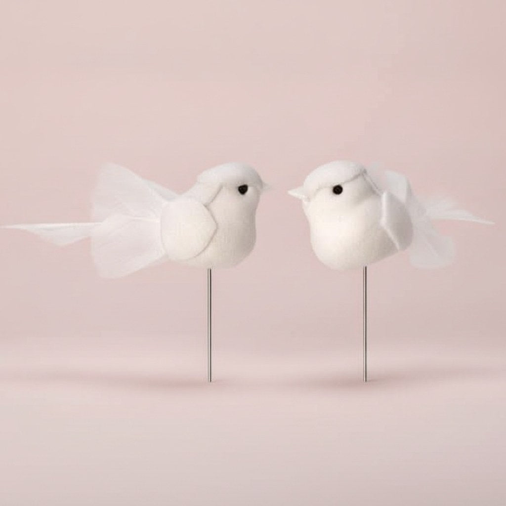 Taubenpaar mit Draht 5cm weiss - Kidis Art