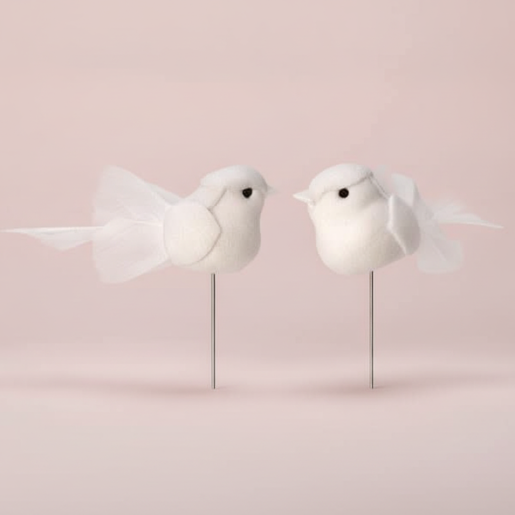 Taubenpaar mit Draht 5cm weiss - Kidis Art
