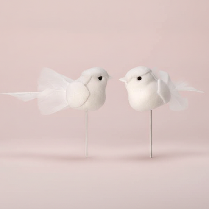 Taubenpaar mit Draht 5cm weiss - Kidis Art