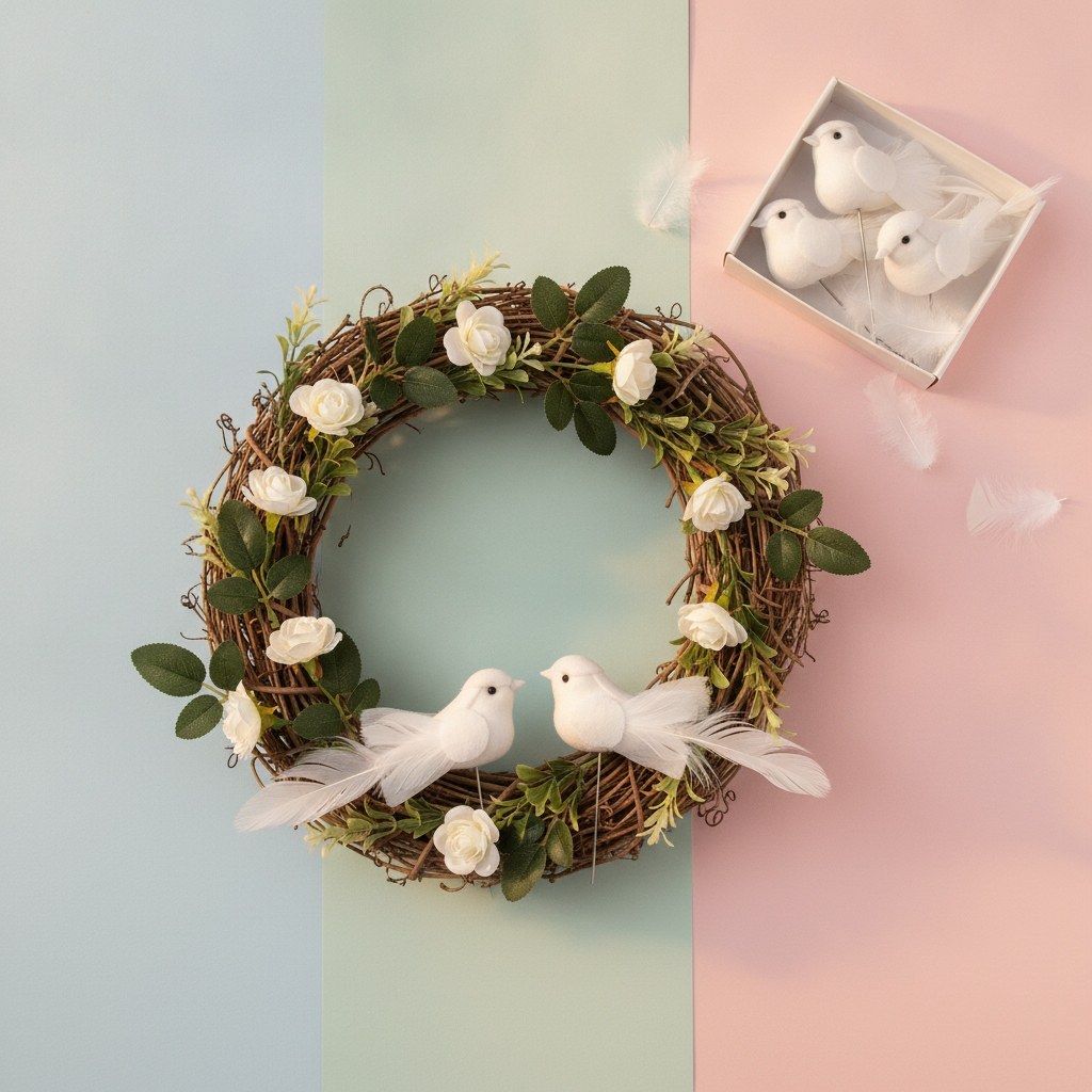 Taubenpaar mit Draht 5cm weiss - Kidis Art
