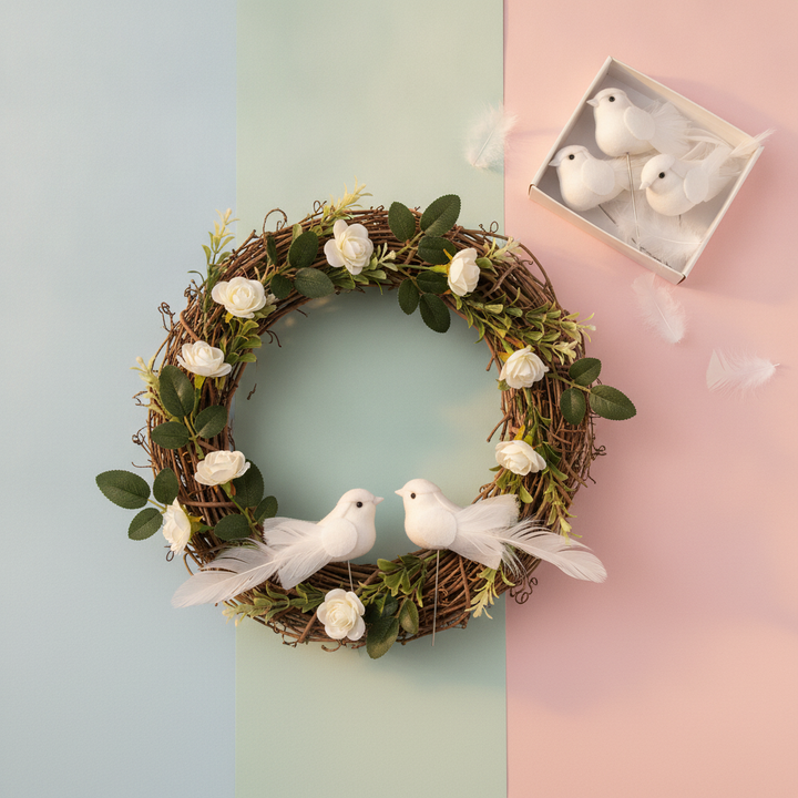 Taubenpaar mit Draht 5cm weiss - Kidis Art