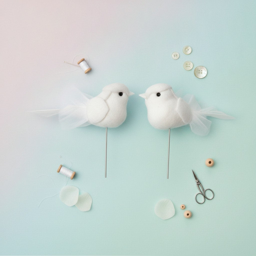 Taubenpaar mit Draht 5cm weiss - Kidis Art