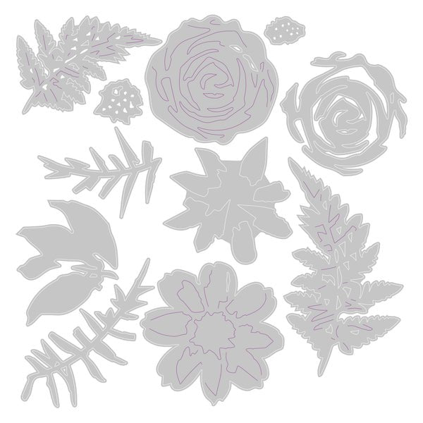 Thinlits Stanzset 11 Stk. - Blumen & Farn - Kidis Art