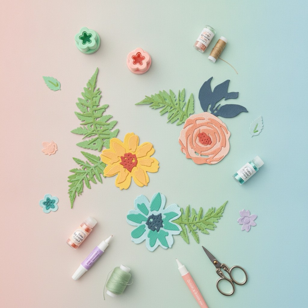 Thinlits Stanzset 11 Stk. - Blumen & Farn - Kidis Art