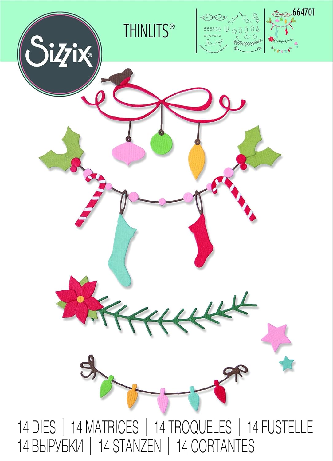 Thinlits Stanzset 14 Stück - Weihnachtsbordüren - Kidis Art