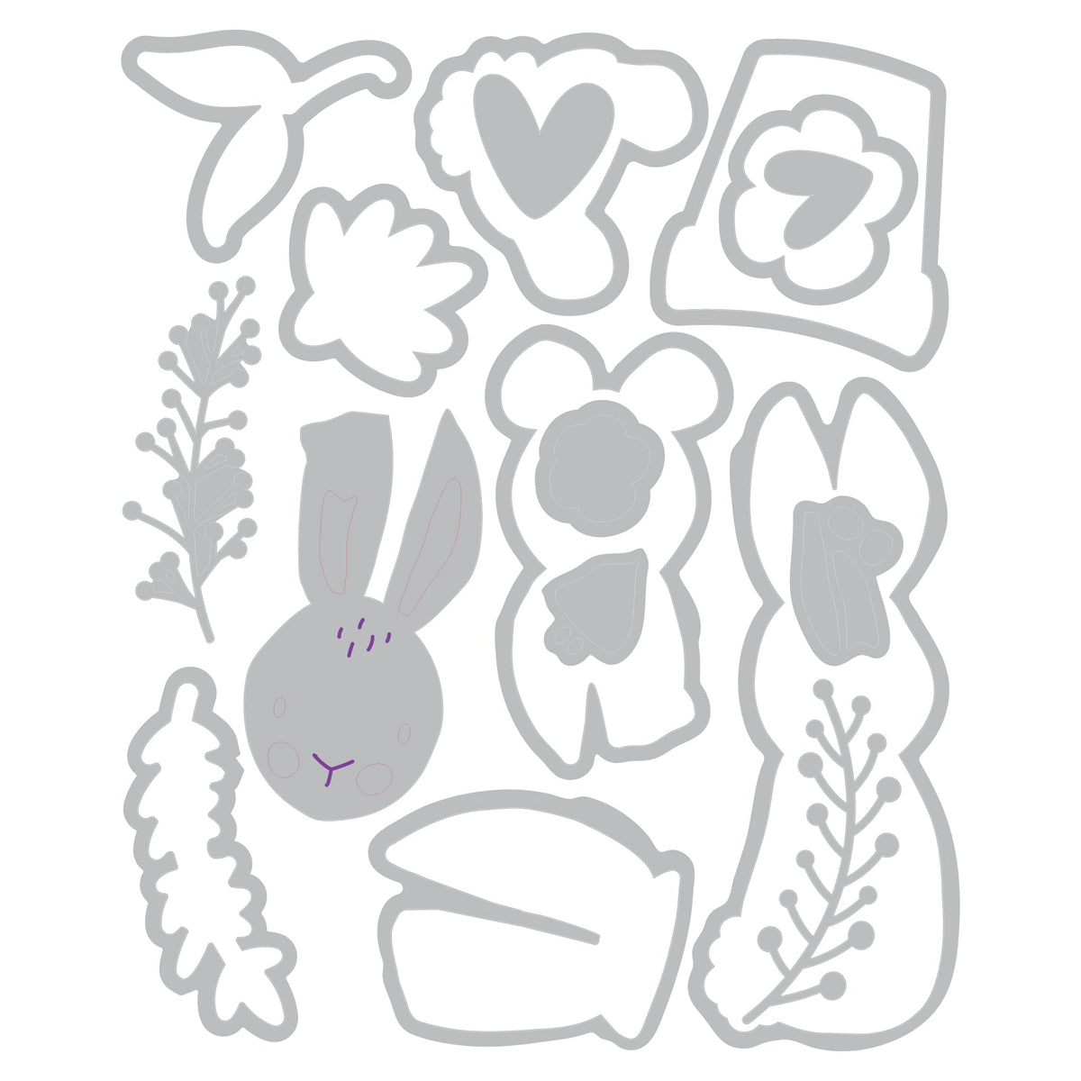 Thinlits Stanzset 15Stück - Bunny Bits & Blooms 2 by Catherine Pooler - Kidis Art