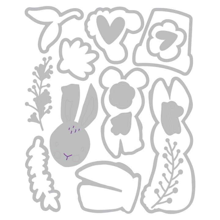Thinlits Stanzset 15Stück - Bunny Bits &amp; Blooms 2 by Catherine Pooler - Kidis Art