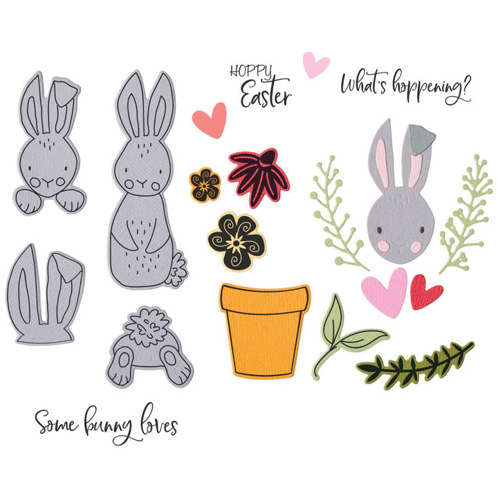 Thinlits Stanzset 15Stück - Bunny Bits &amp; Blooms 2 by Catherine Pooler - Kidis Art