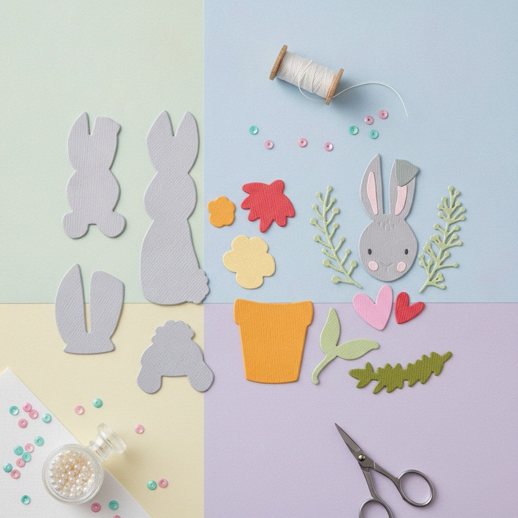 Thinlits Stanzset 15Stück - Bunny Bits & Blooms 2 by Catherine Pooler - Kidis Art