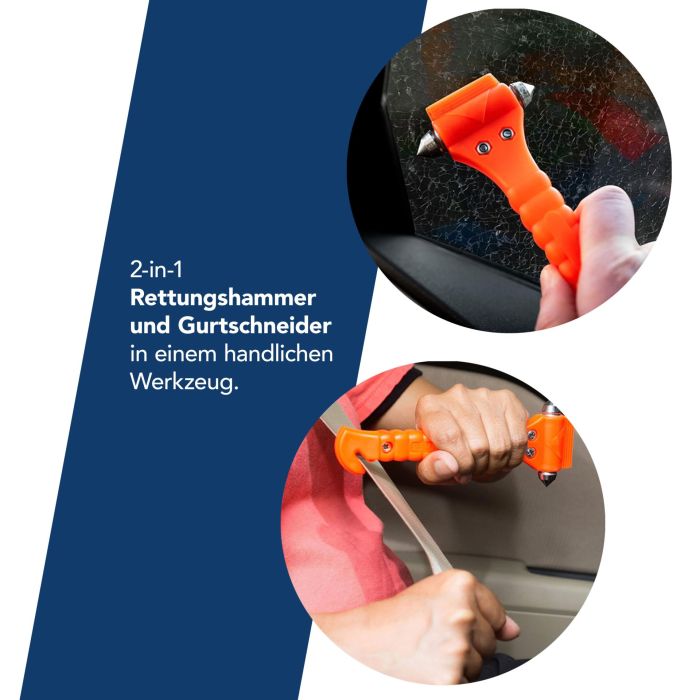2 in 1 Notfallhammer mit Gurtschneider (2er Set)