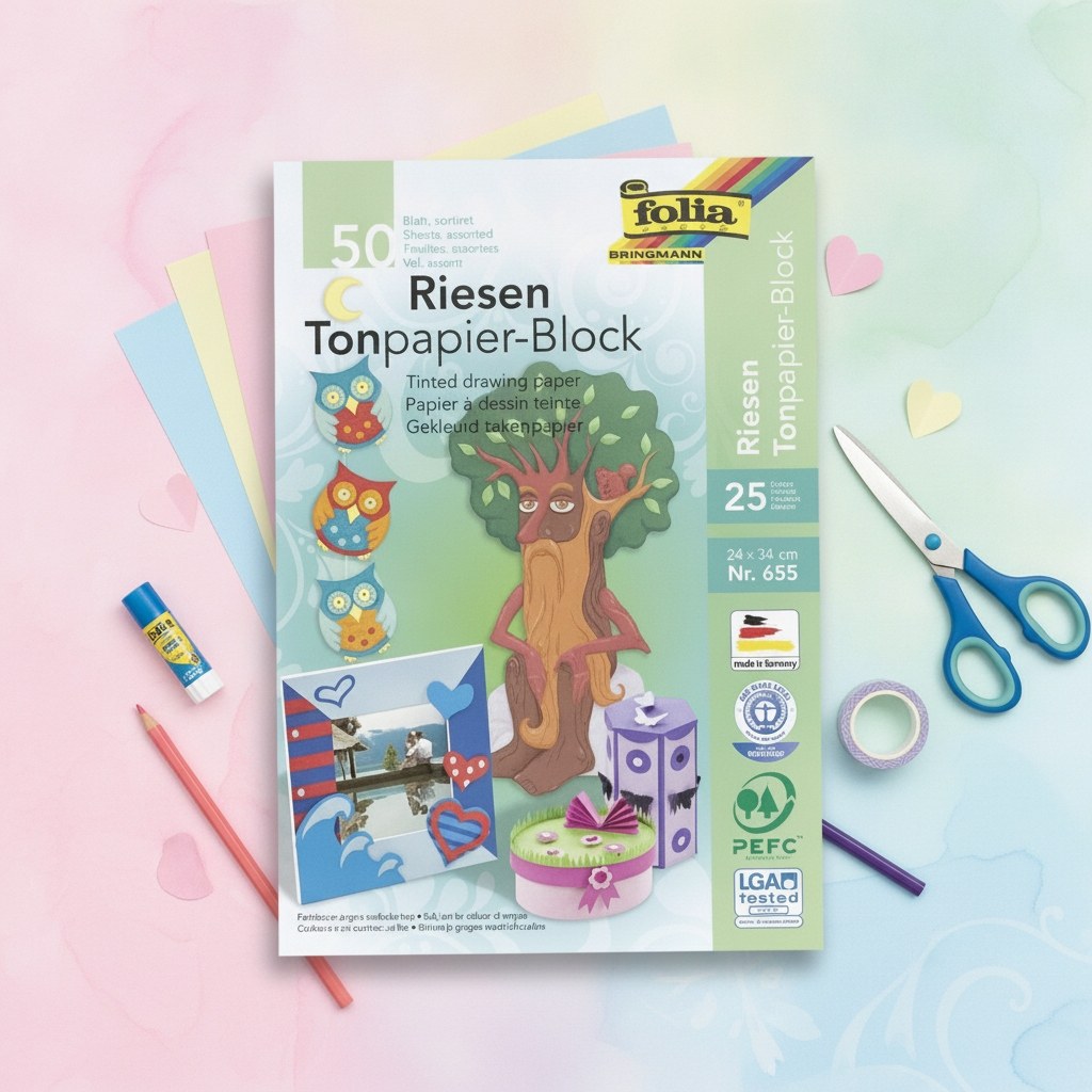 Tonzeichenpapierblock 130g/m² 24x34 cm, 50 Bl. sortiert - Kidis Art