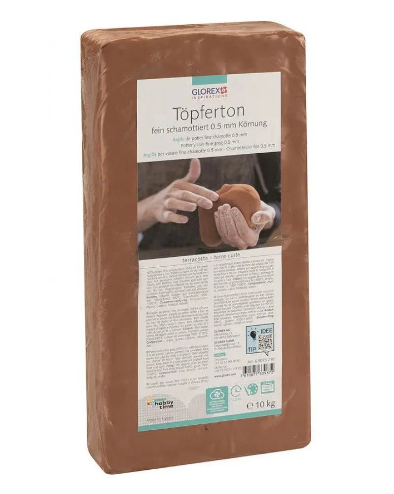 Töpferton 10kg terracotta feinschamottiert 0,5mm - Kidis Art
