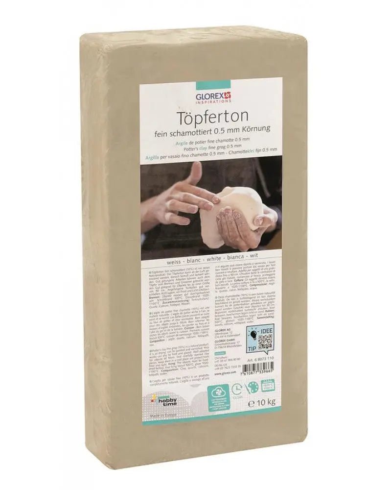Töpferton 10kg weiss feinschamottiert 0,5mm - Kidis Art