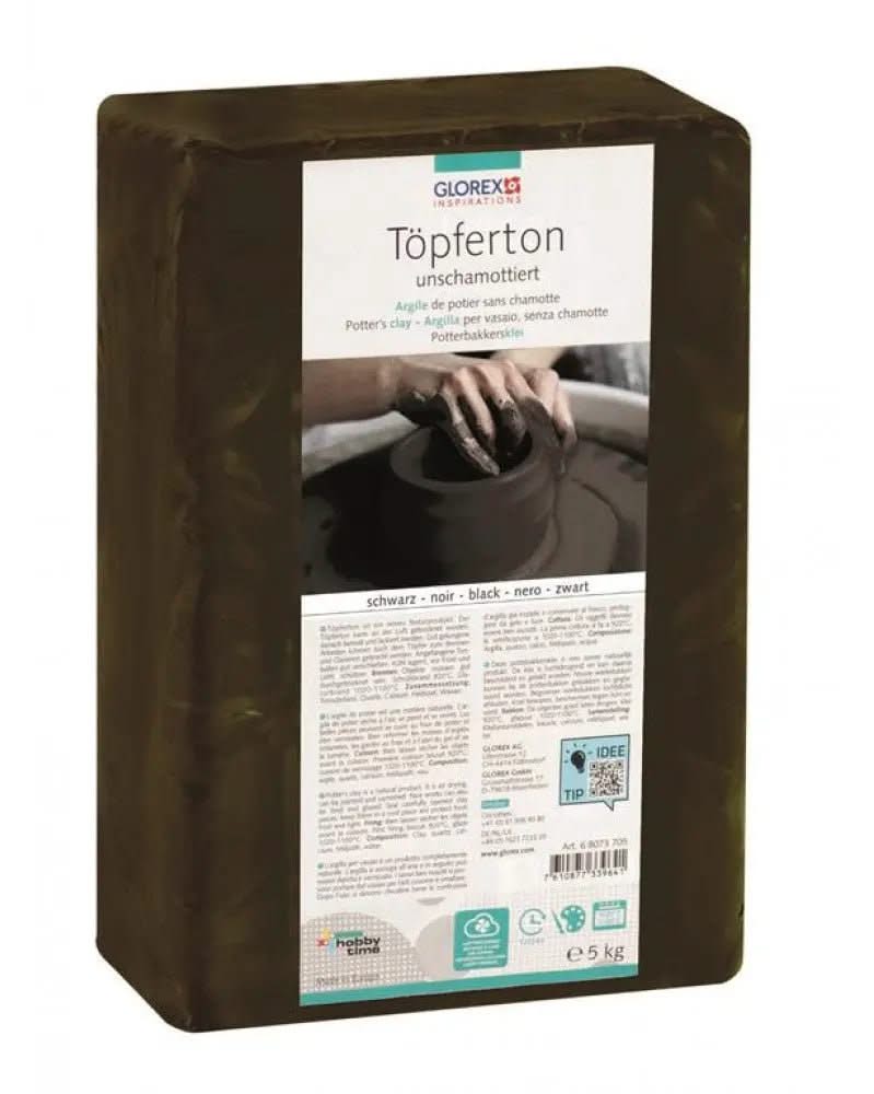 Töpferton 5kg schwarz unschamottiert - Kidis Art