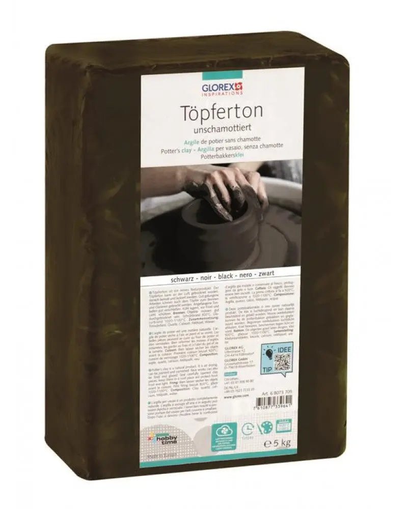 Töpferton 5kg schwarz unschamottiert - Kidis Art