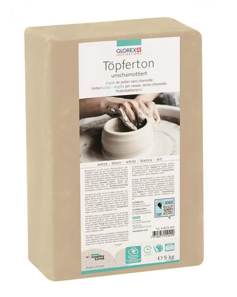 Töpferton 5kg weiss unschamottiert - Kidis Art
