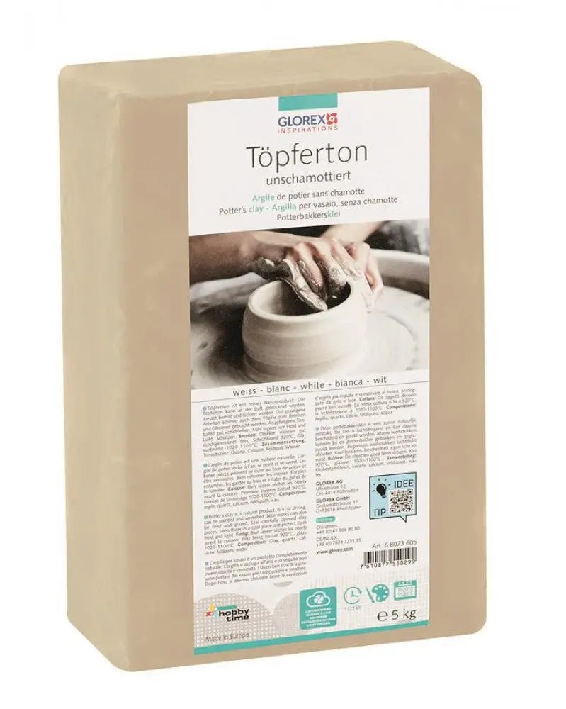 Töpferton 5kg weiss unschamottiert - Kidis Art