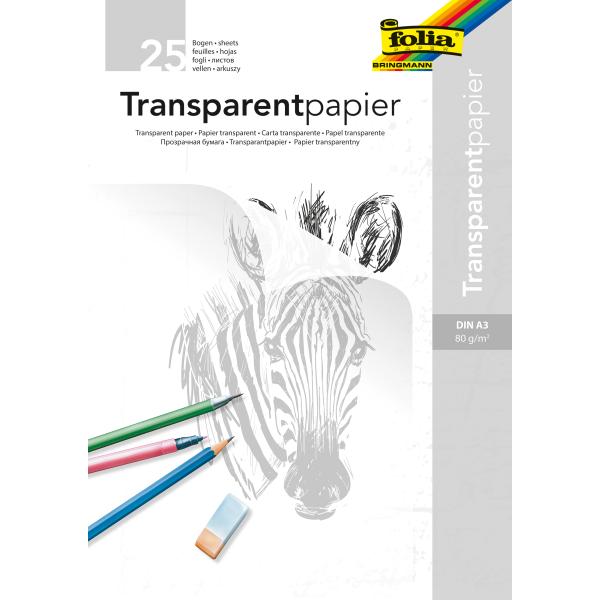 Transparentpapierblock 80g/m² A 3, 25 Blatt - Kidis Art