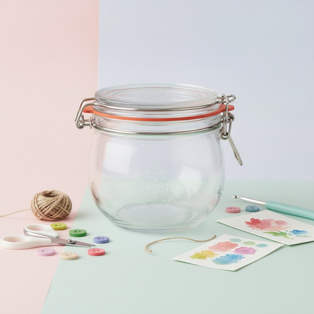 Tulpen-Randglas mit Glasdeckel, Dichtung und Klammern 580ml - Kidis Art